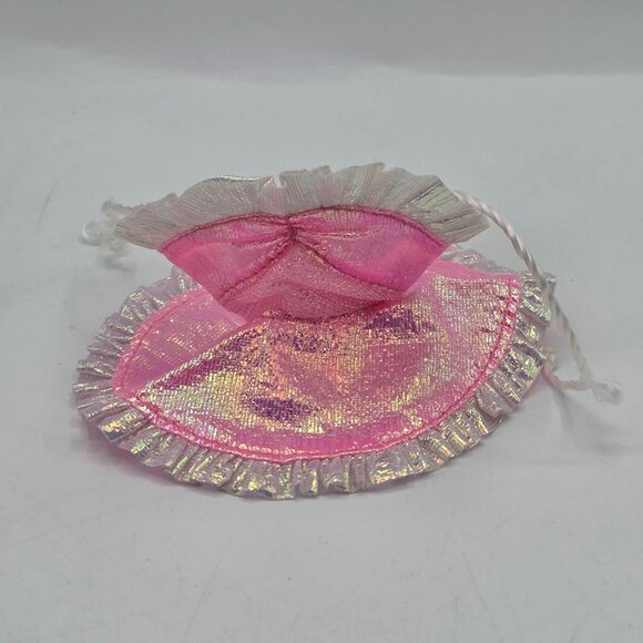 Vintage Mattel Pink Iridescent Barbie Dress 90s Fashion Outfit With Silver Trim - Picture 1 of 5